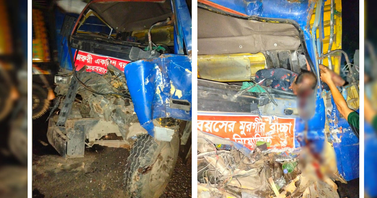 মালবাহী ট্রাকের সাথে মুরগির বাচ্চাবাহী ট্রাকের ধাক্কায় সুপারভাইজার  নিহত
